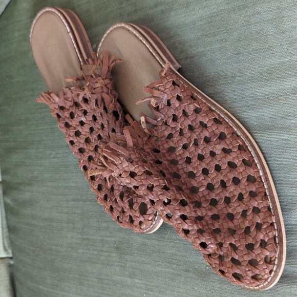 Free People Mirage Woven Leather Mules Brown - Picture 3 of 7